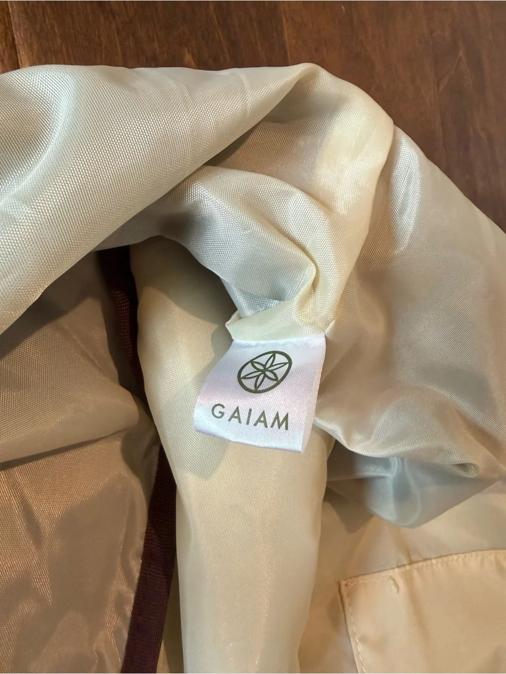 Gaiam Brown Canvas Yoga Tote, Embroidered Floral Detail